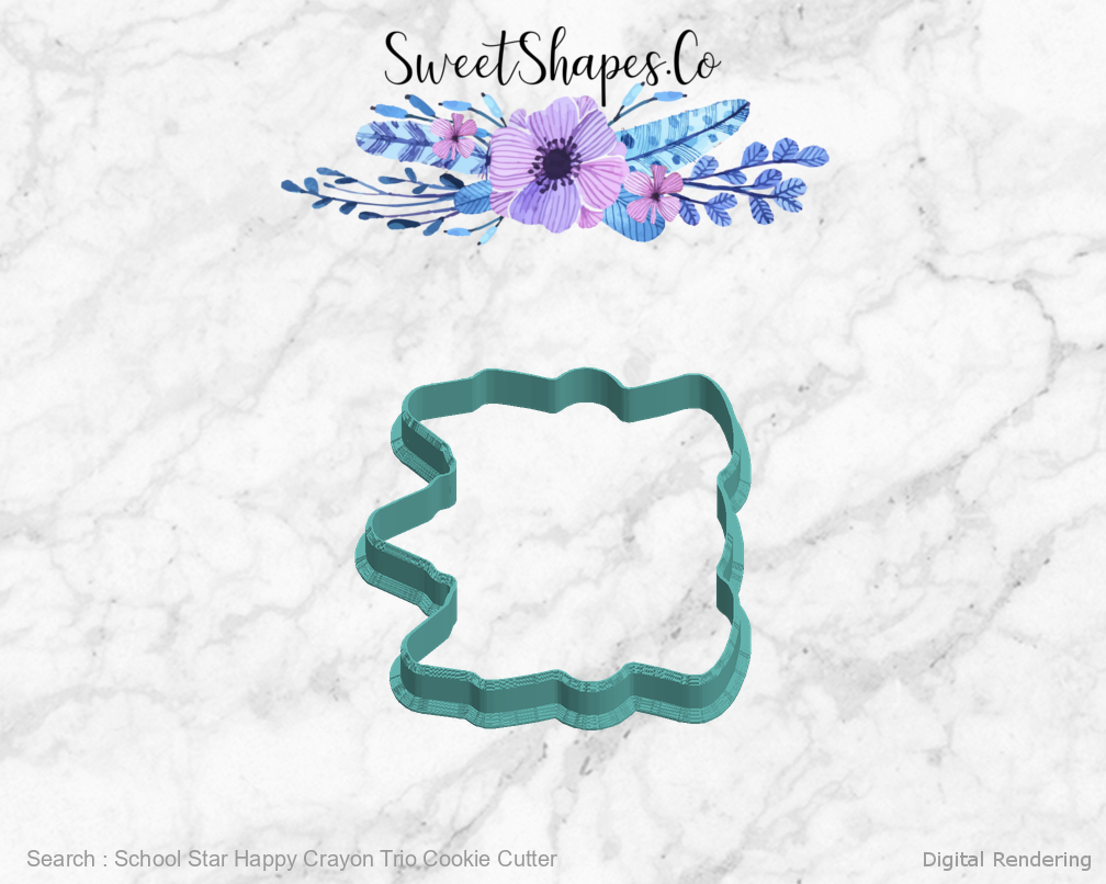 School Star Happy Crayon Trio Cookie Cutter — left view