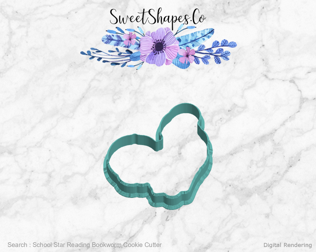 School Star Reading Bookworm Cookie Cutter — left view