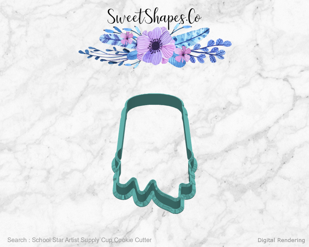 School Star Artist Supply Cup Cookie Cutter — back view