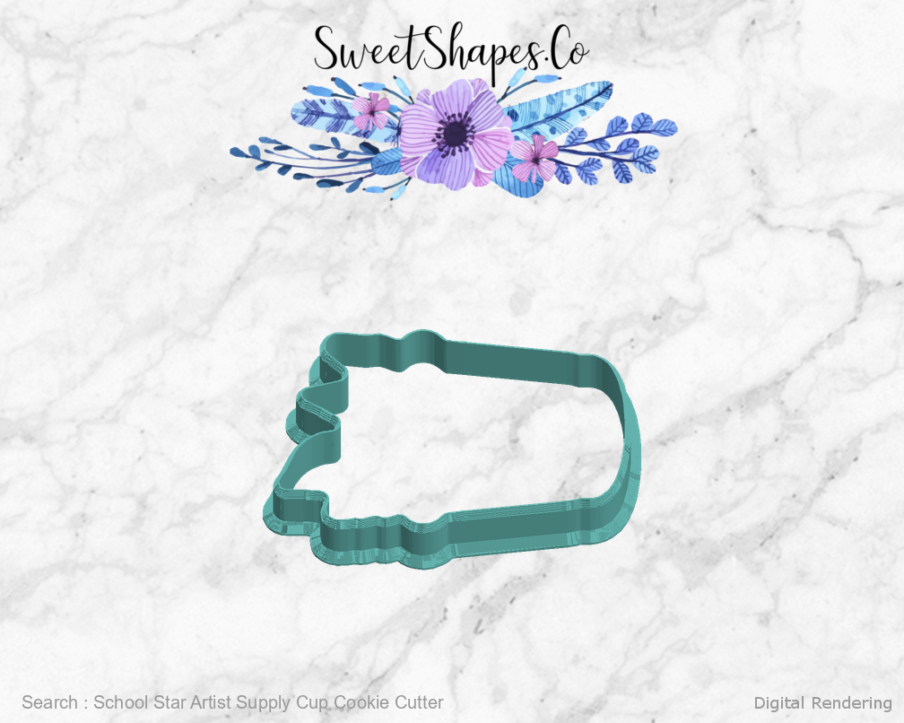 School Star Artist Supply Cup Cookie Cutter — left view