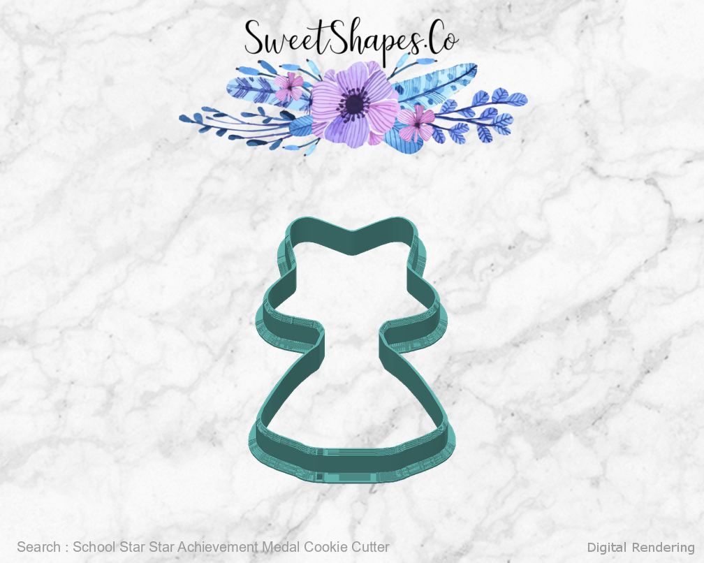 School Star Star Achievement Medal Cookie Cutter — back view