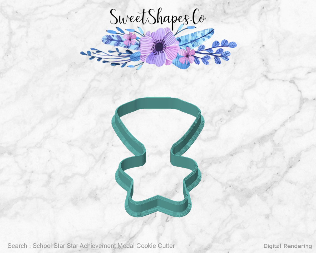School Star Star Achievement Medal Cookie Cutter — front view