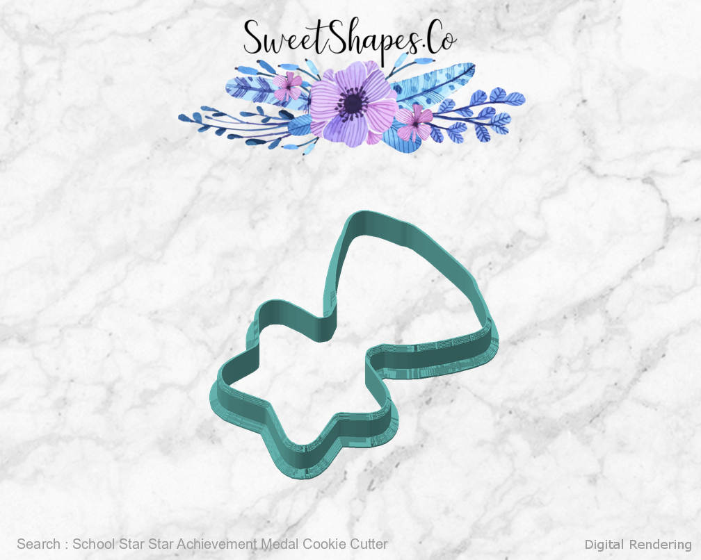 School Star Star Achievement Medal Cookie Cutter — angled front view