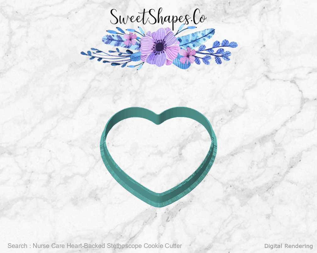 Nurse Care Heart-Backed Stethoscope Cookie Cutter — front view