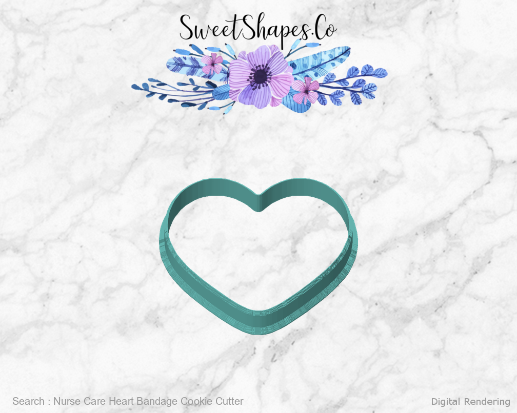 Nurse Care Heart Bandage Cookie Cutter — front view