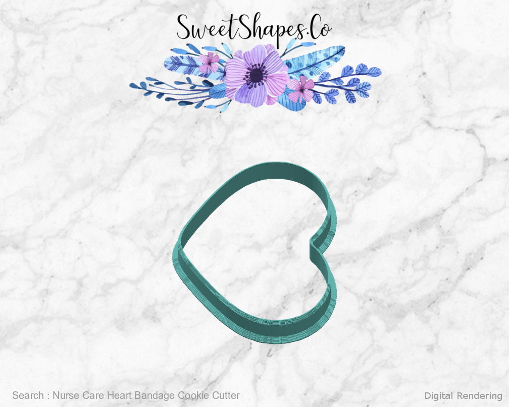 Nurse Care Heart Bandage Cookie Cutter — right view