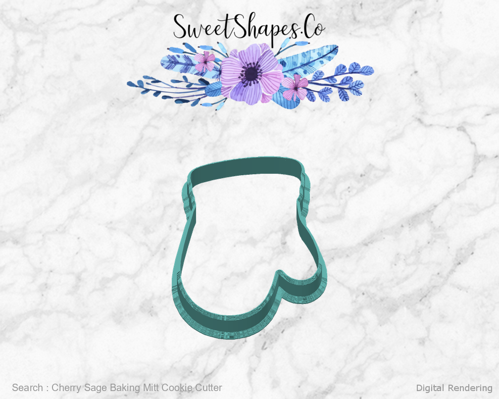 Cherry Sage Baking Mitt Cookie Cutter — back view