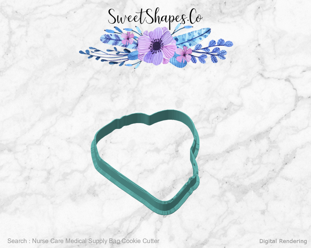 Nurse Care Medical Supply Bag Cookie Cutter — angled front view