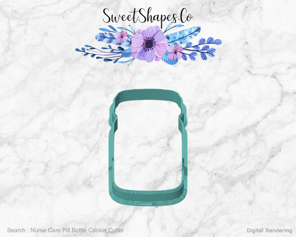 Nurse Care Pill Bottle Cookie Cutter — front view