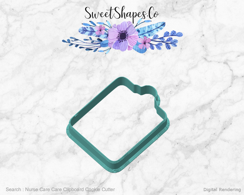 Nurse Care Care Clipboard Cookie Cutter — angled front view