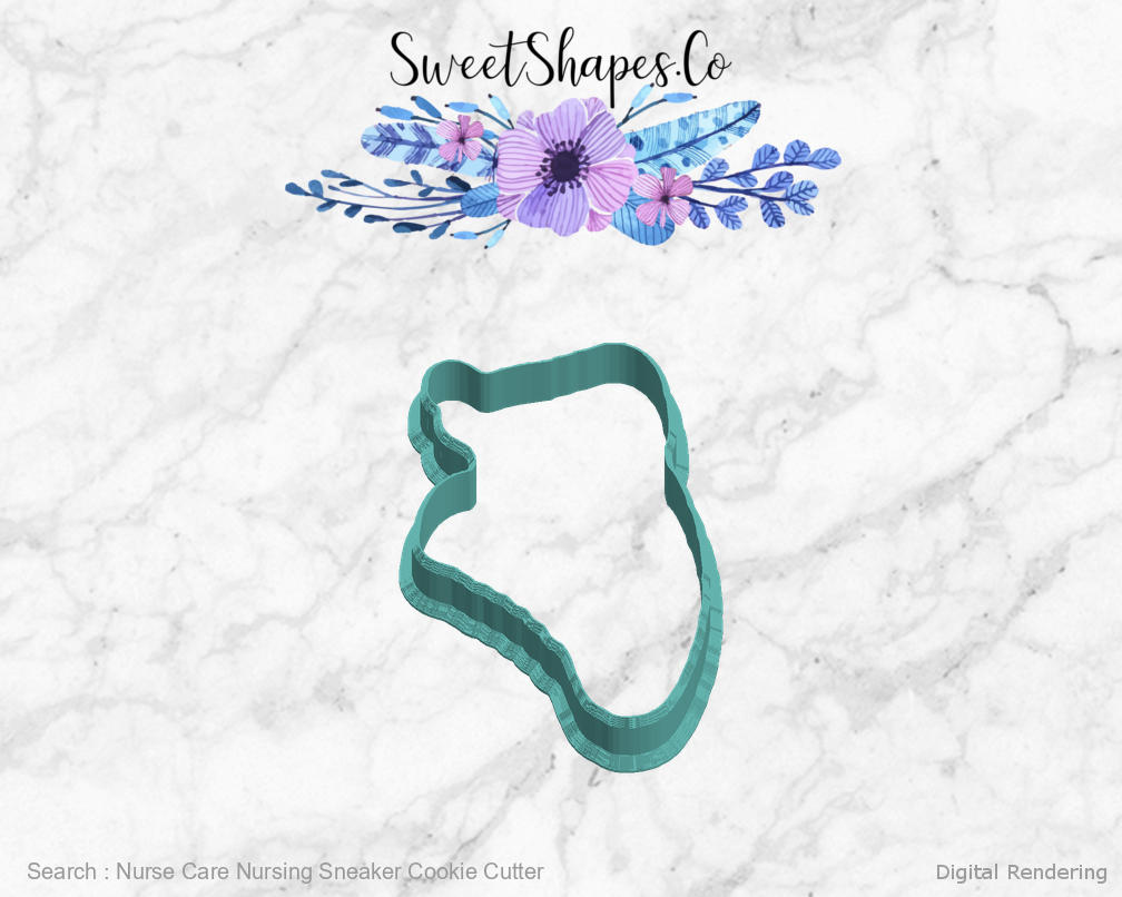 Nurse Care Nursing Sneaker Cookie Cutter — left view