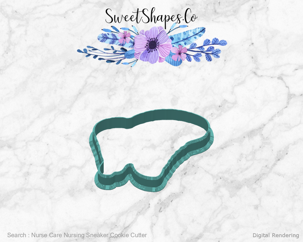 Nurse Care Nursing Sneaker Cookie Cutter — back view