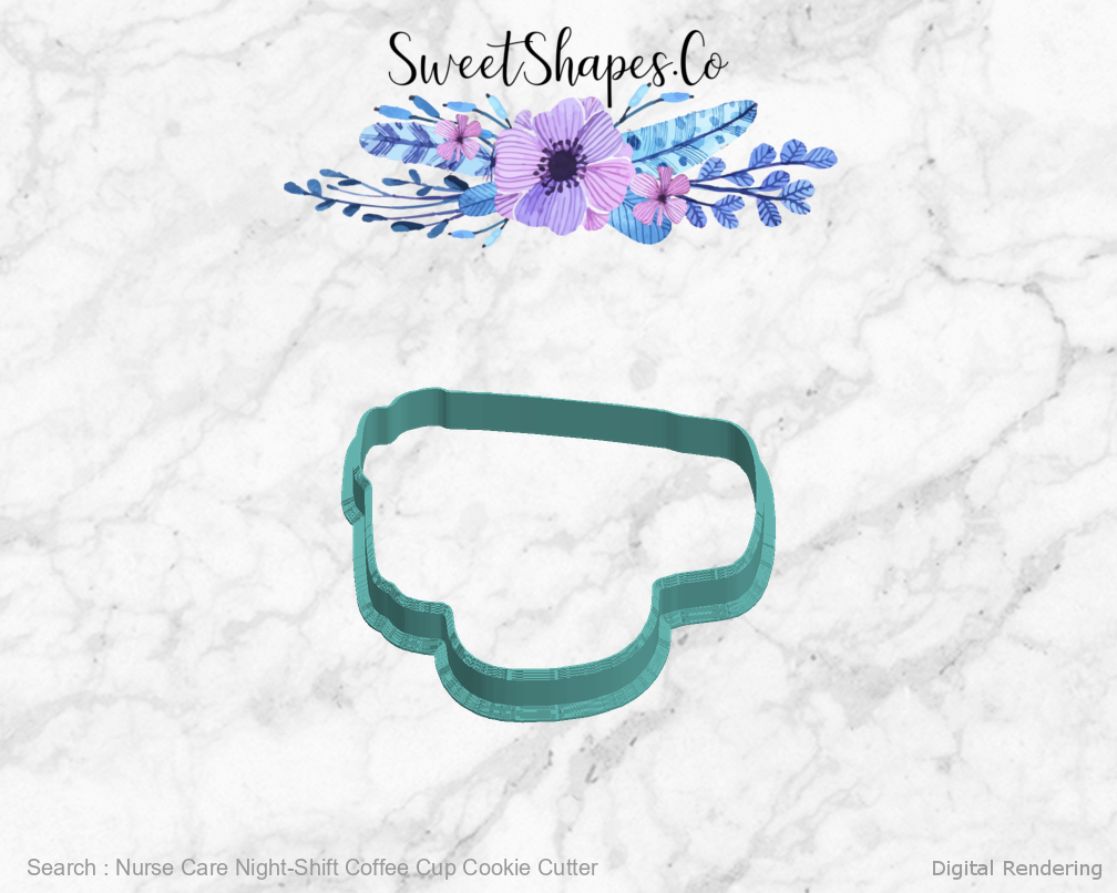 Nurse Care Night-Shift Coffee Cup Cookie Cutter — left view