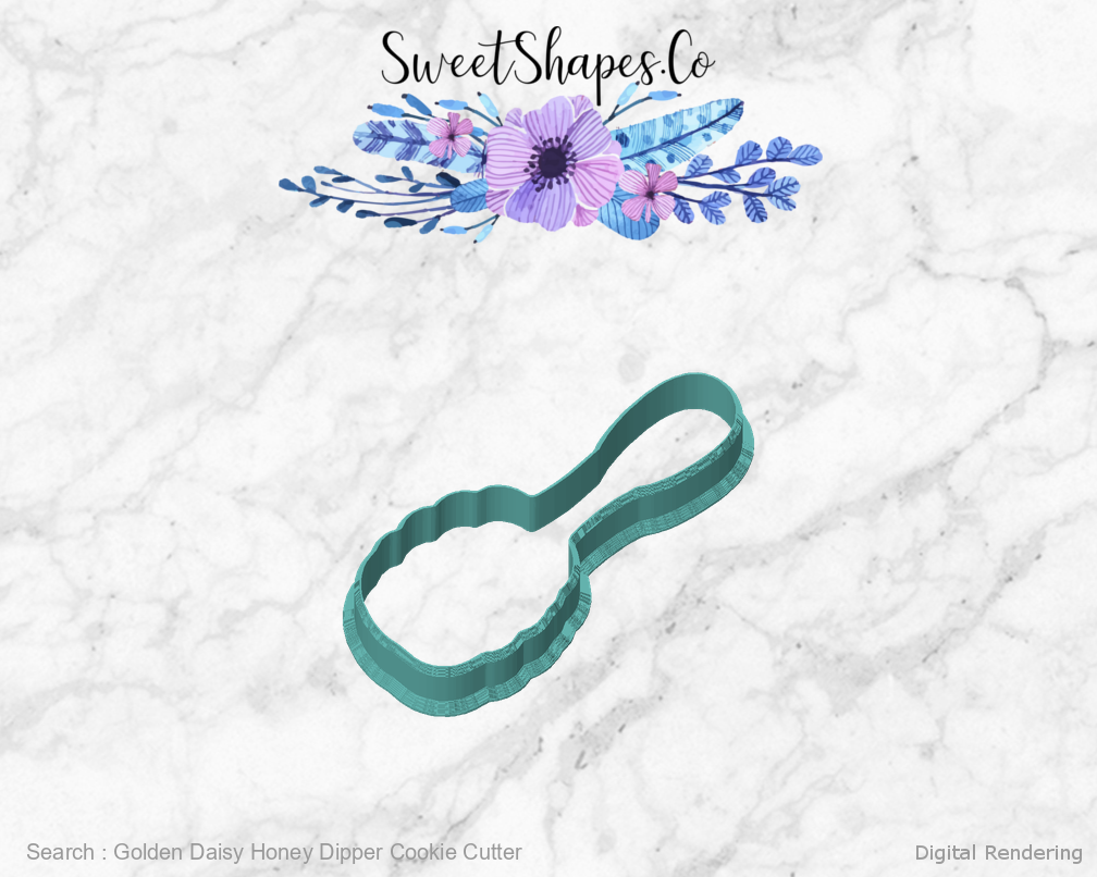Golden Daisy Honey Dipper Cookie Cutter — front view