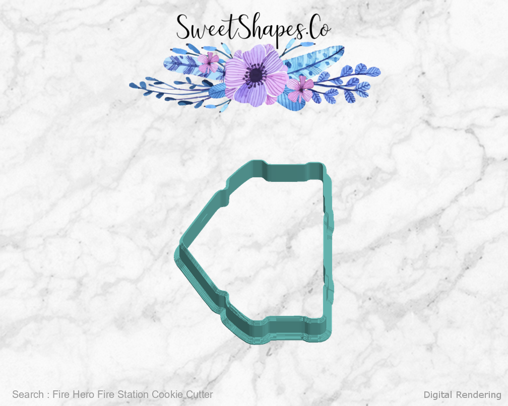 Fire Hero Fire Station Cookie Cutter — left view