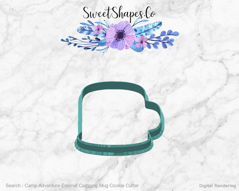 Camp Adventure Enamel Camping Mug Cookie Cutter — back view