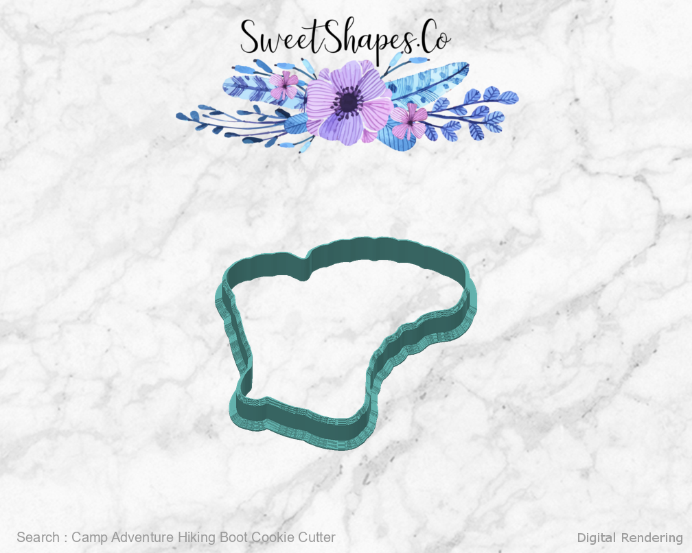 Camp Adventure Hiking Boot Cookie Cutter — back view