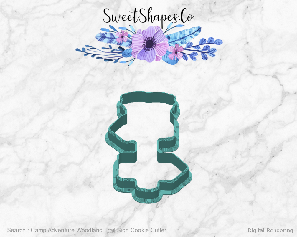 Camp Adventure Woodland Trail Sign Cookie Cutter — back view