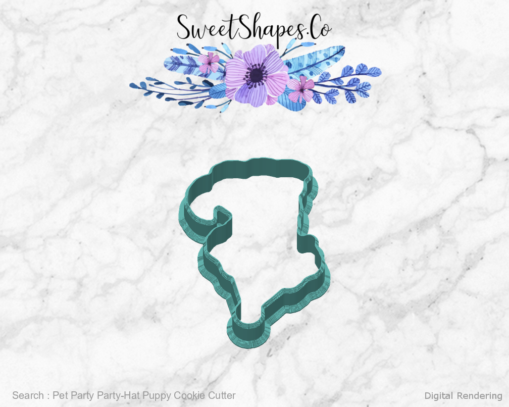 Pet Party Party-Hat Puppy Cookie Cutter — back view