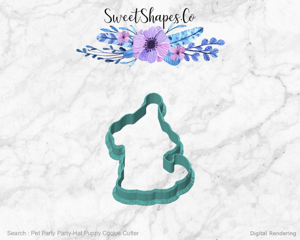 Pet Party Party-Hat Puppy Cookie Cutter — front view