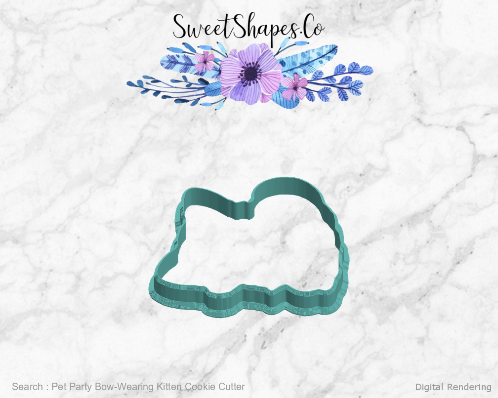 Pet Party Bow-Wearing Kitten Cookie Cutter — left view