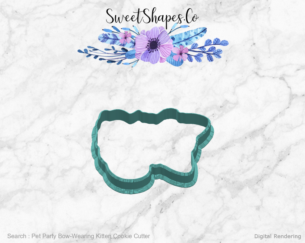 Pet Party Bow-Wearing Kitten Cookie Cutter — right view