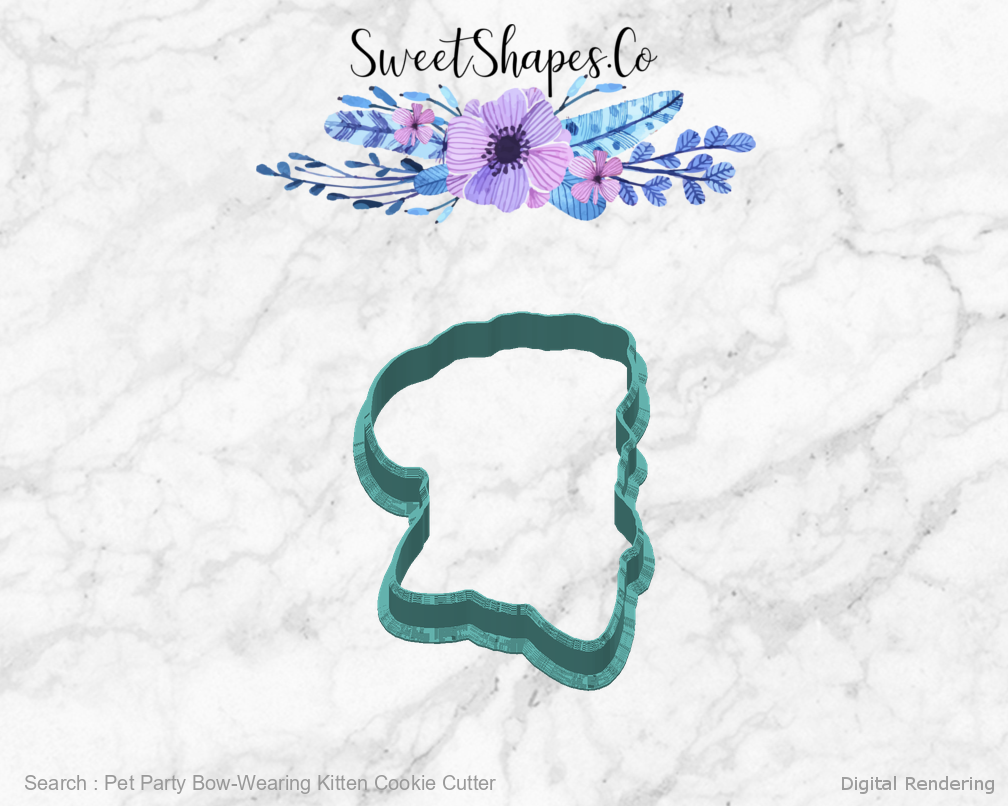 Pet Party Bow-Wearing Kitten Cookie Cutter — back view