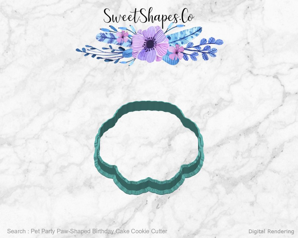 Pet Party Paw-Shaped Birthday Cake Cookie Cutter — back view
