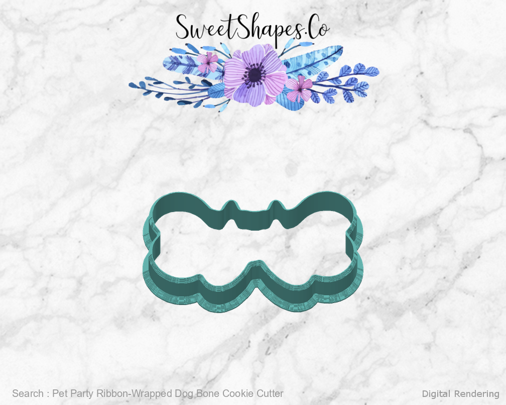 Pet Party Ribbon-Wrapped Dog Bone Cookie Cutter — back view