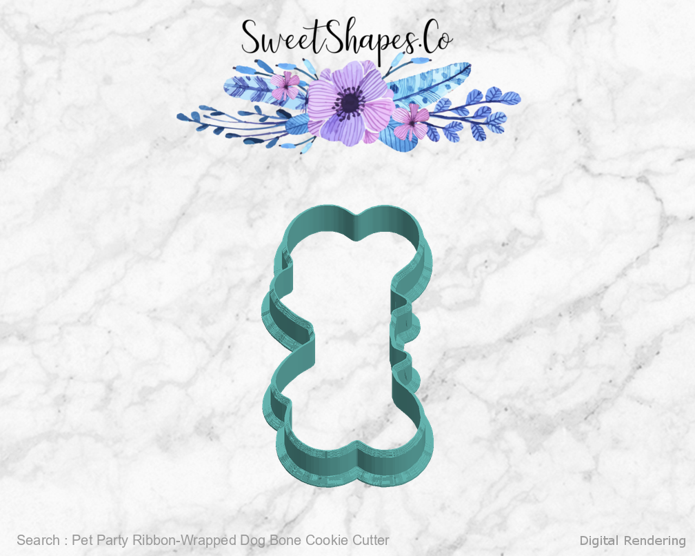 Pet Party Ribbon-Wrapped Dog Bone Cookie Cutter — left view