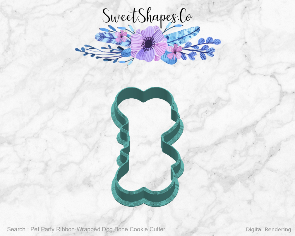 Pet Party Ribbon-Wrapped Dog Bone Cookie Cutter — right view