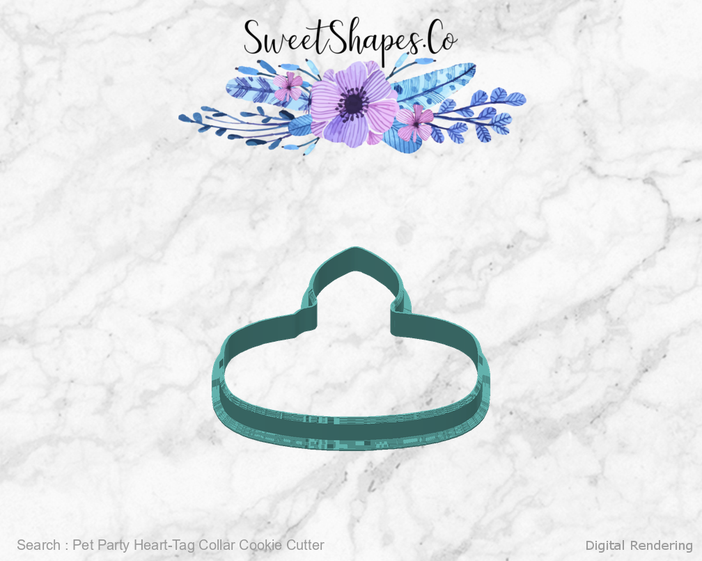 Pet Party Heart-Tag Collar Cookie Cutter — back view