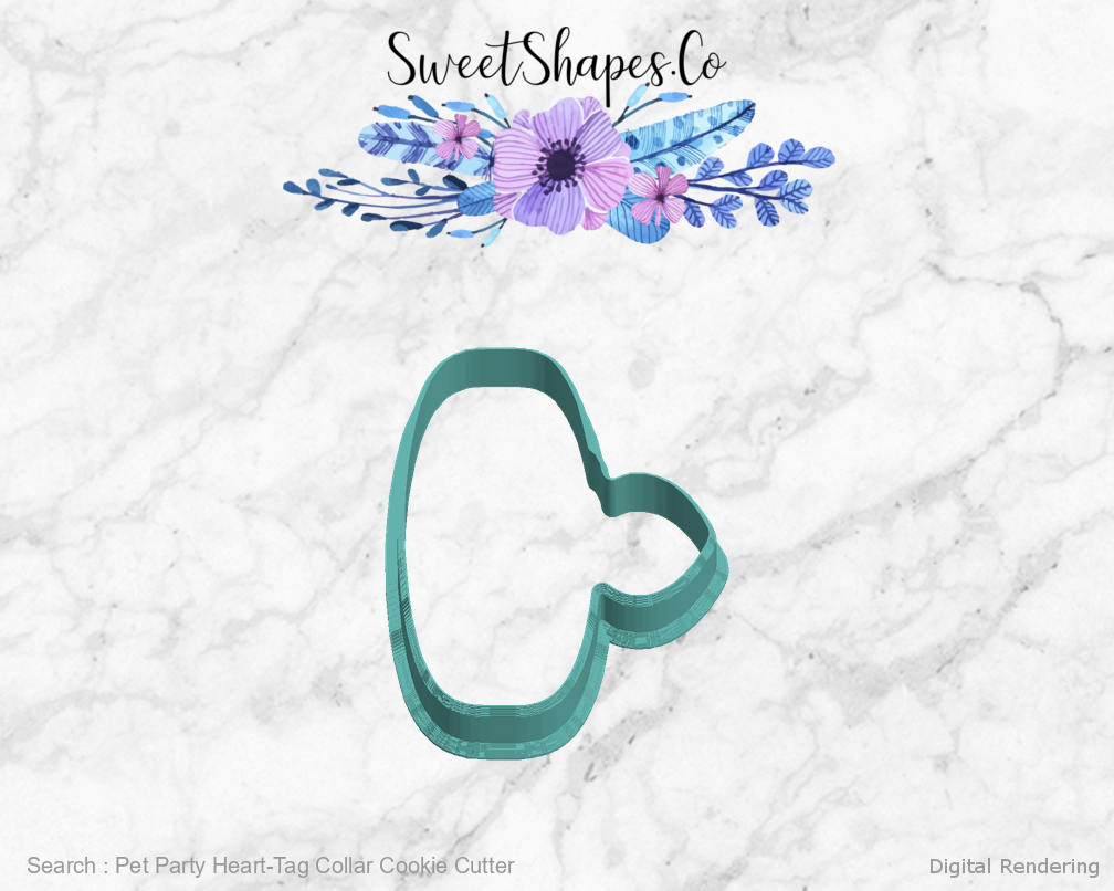 Pet Party Heart-Tag Collar Cookie Cutter — left view
