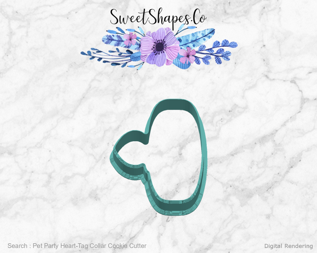 Pet Party Heart-Tag Collar Cookie Cutter — right view