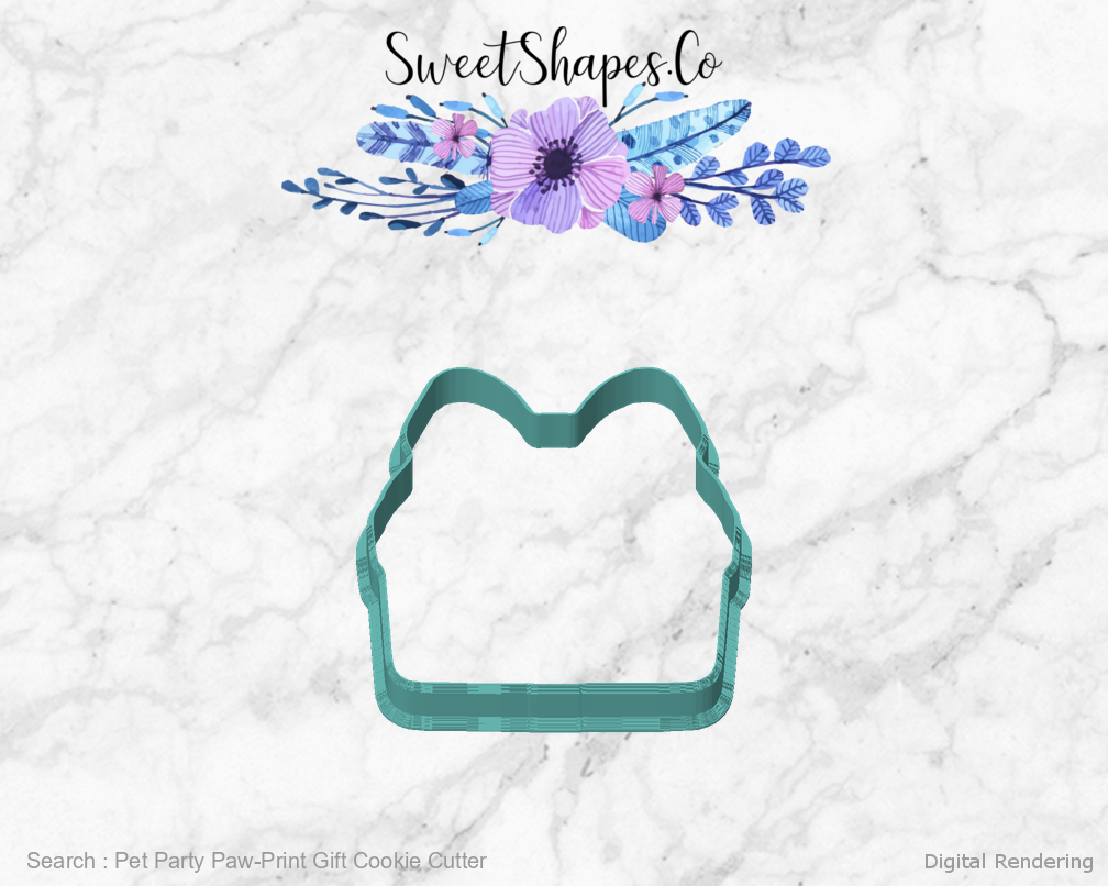 Pet Party Paw-Print Gift Cookie Cutter — front view