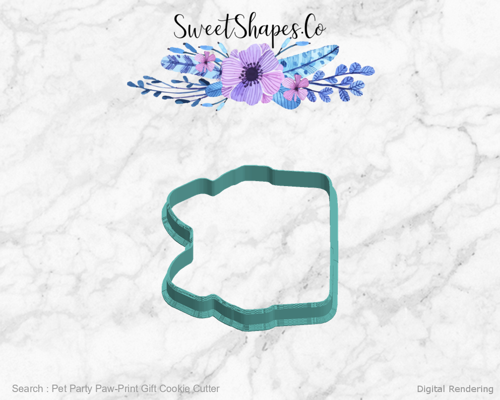 Pet Party Paw-Print Gift Cookie Cutter — left view