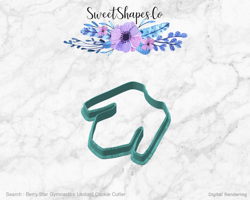 Berry Star Gymnastics Leotard Cookie Cutter — angled front view