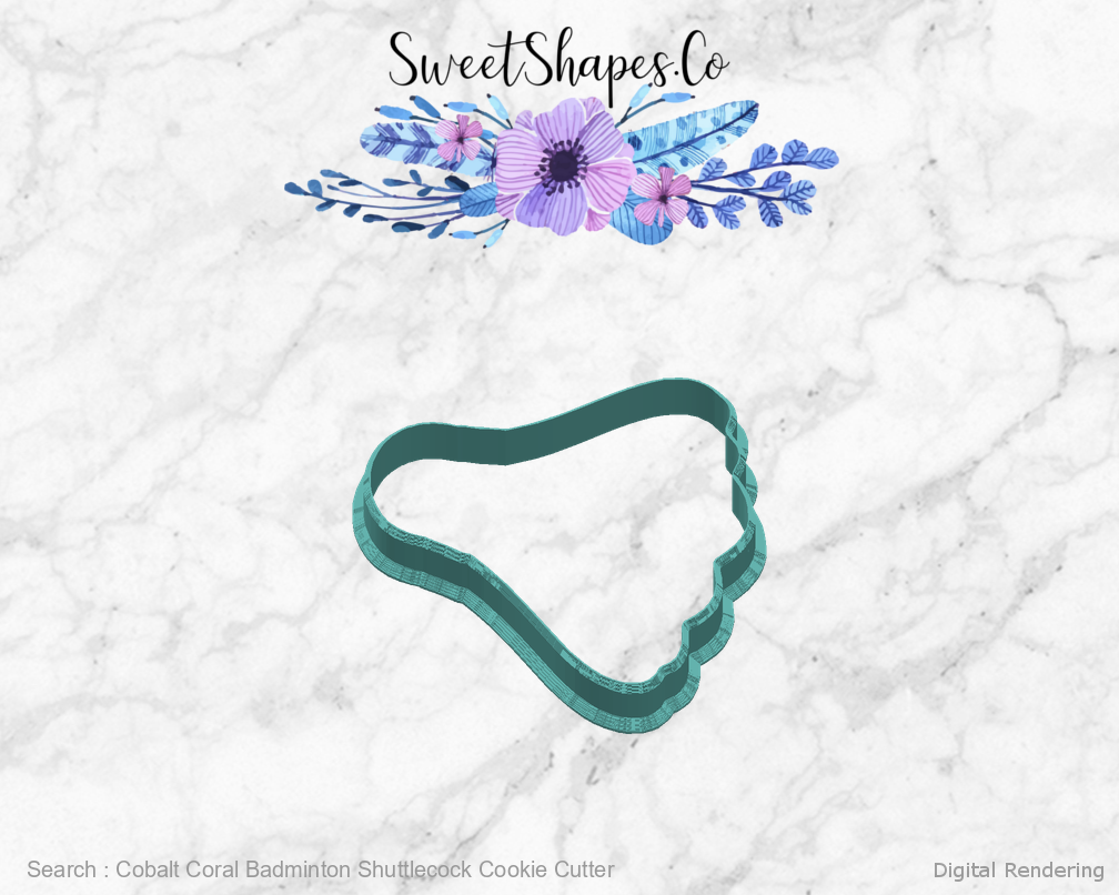 Cobalt Coral Badminton Shuttlecock Cookie Cutter — right view
