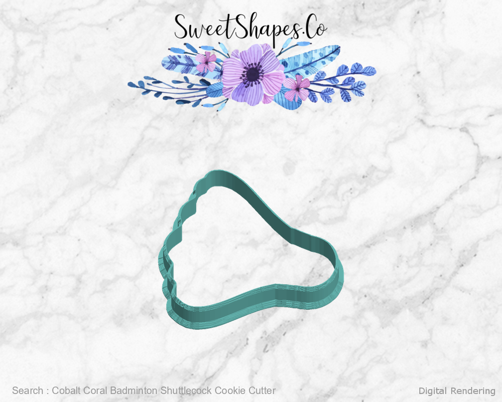 Cobalt Coral Badminton Shuttlecock Cookie Cutter — left view