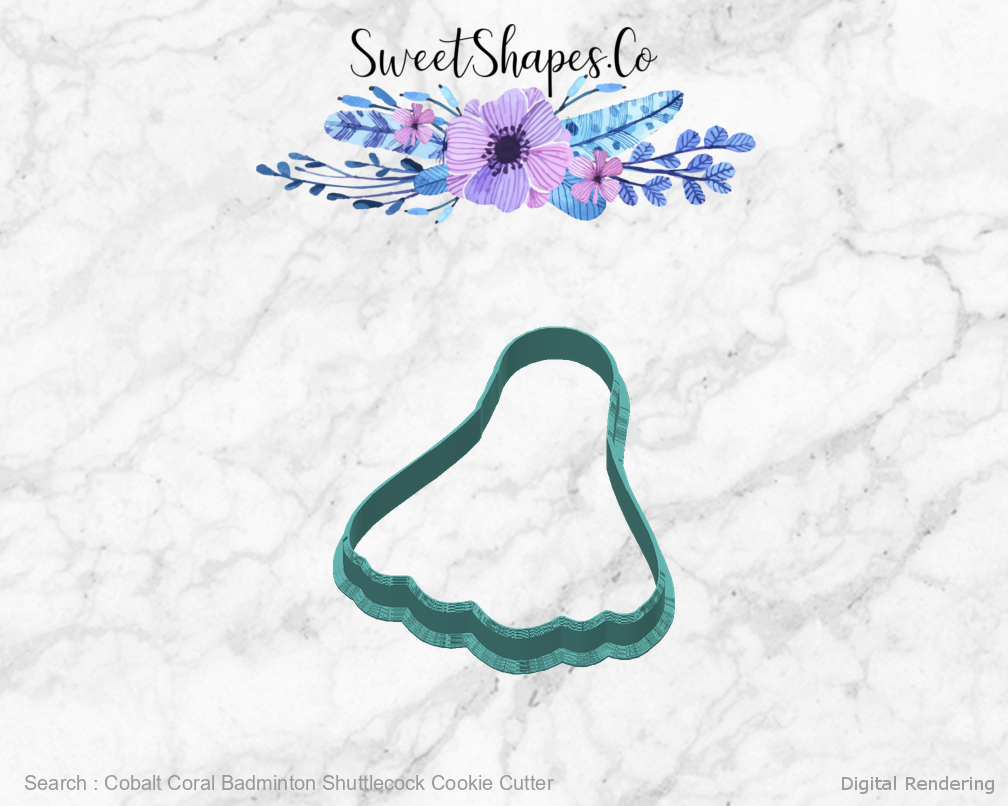 Cobalt Coral Badminton Shuttlecock Cookie Cutter — back view