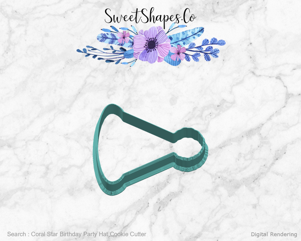 Coral Star Birthday Party Hat Cookie Cutter — right view