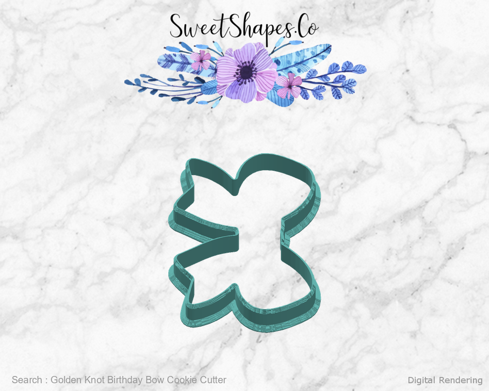Golden Knot Birthday Bow Cookie Cutter — right view
