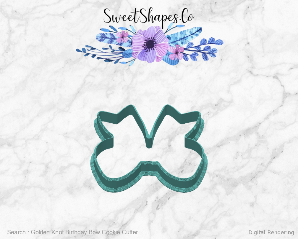 Golden Knot Birthday Bow Cookie Cutter — back view