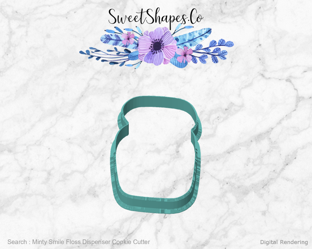 Minty Smile Floss Dispenser Cookie Cutter — front view
