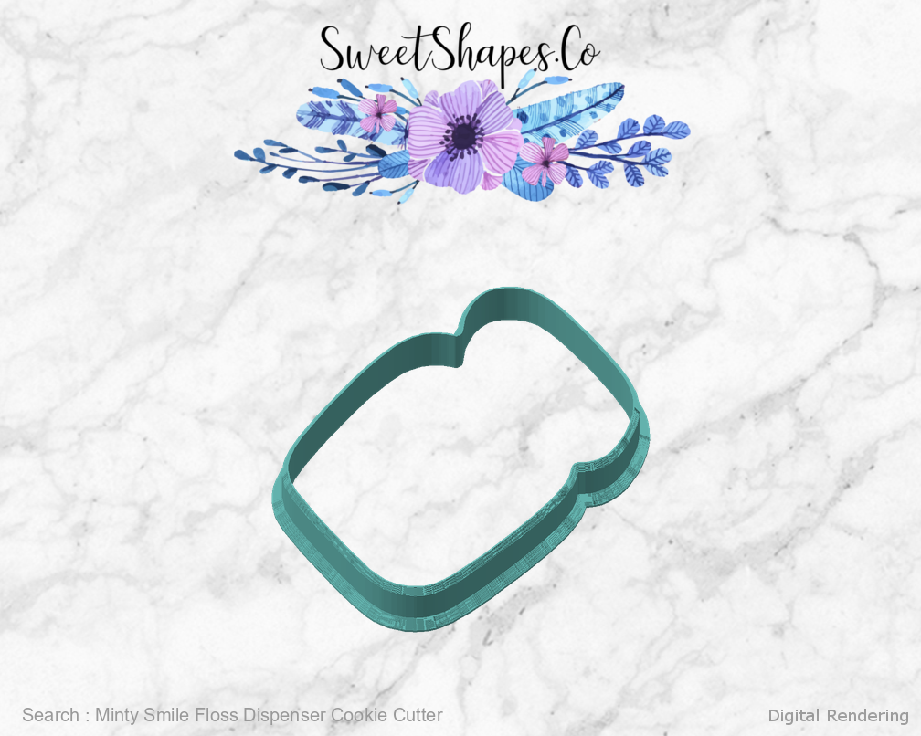 Minty Smile Floss Dispenser Cookie Cutter — angled front view