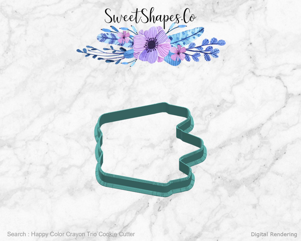 Happy Color Crayon Trio Cookie Cutter — right view