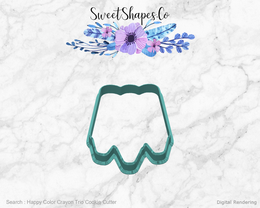 Happy Color Crayon Trio Cookie Cutter — back view