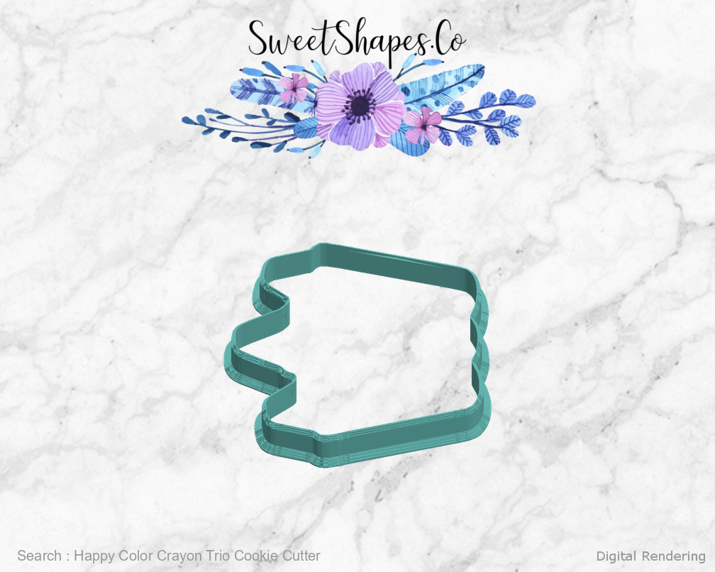 Happy Color Crayon Trio Cookie Cutter — left view