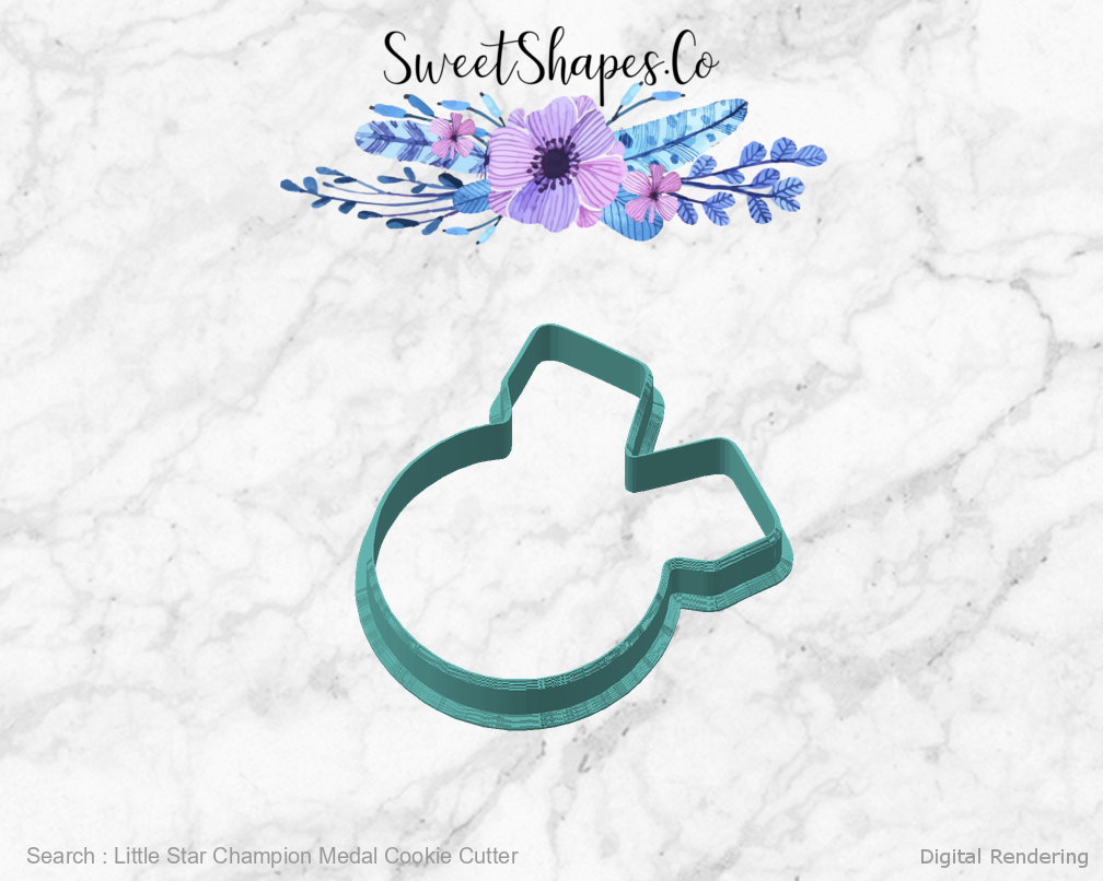 Little Star Champion Medal Cookie Cutter — angled front view