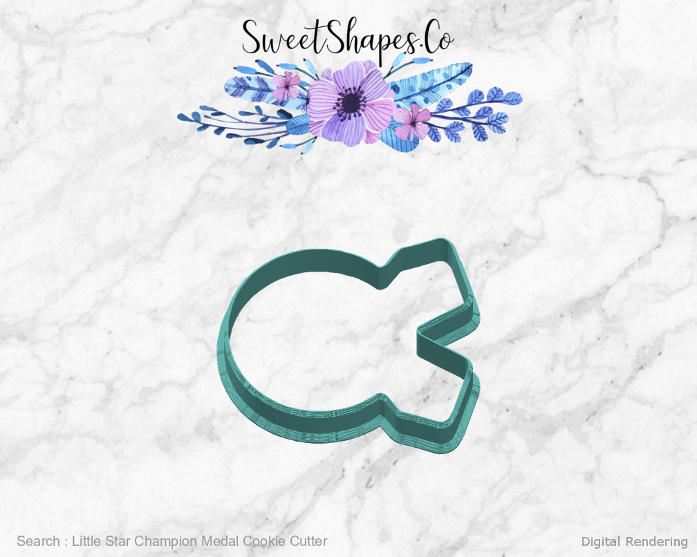 Little Star Champion Medal Cookie Cutter — right view
